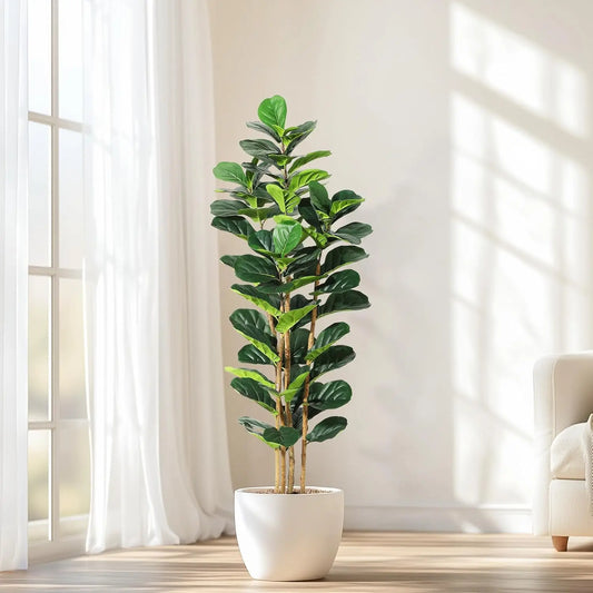 Artificial Fiddle Leaf Fig Tree, Pot Included