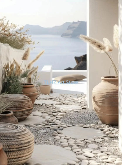 Modern Greece Summer Coast Santorini Travel Landscape Posters And Prints, Canvas Printing, Wall Art
