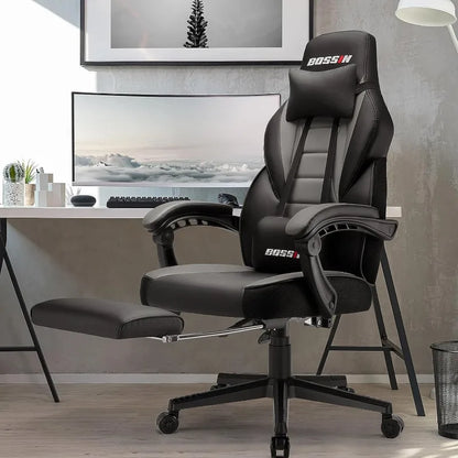 Gaming Chair with Massage, Ergonomic Heavy Duty Design with Footrest and Lumbar Support