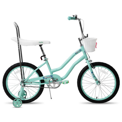 20 Inch Girls Bike, Training Wheels, Banana Seat, Handbrake, Coaster Brake