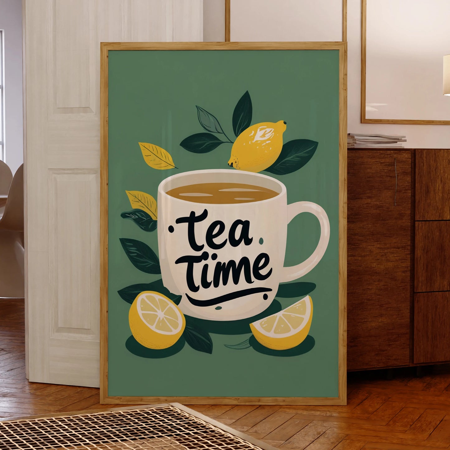 Modern Tea Time Citrus Serenity Beverage Wall Art Prints, Canvas Painting, Poster Picture For Living Room/Restaurant/Home