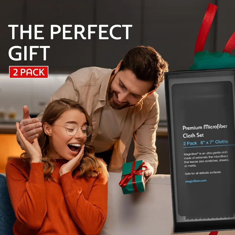 Microfiber Cleaning Cloths, 2 Pack - Premium Cloth for Glasses, Lens, Screens & More