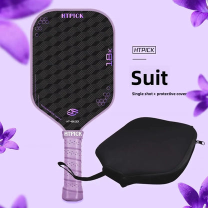 18K Carbon Fiber Pickle Ball Racket, Cold Pressed Cloth Pattern Surface