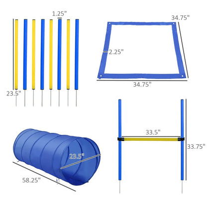 Dog Agility Training Kit, Obstacle Course, Tunnel, Toy Balls, Storage Bag