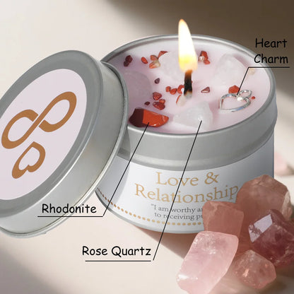 Scented Candle, Love & Relationship Crystal Ritual Candle, Soy Wax, Suitable Daily Use
