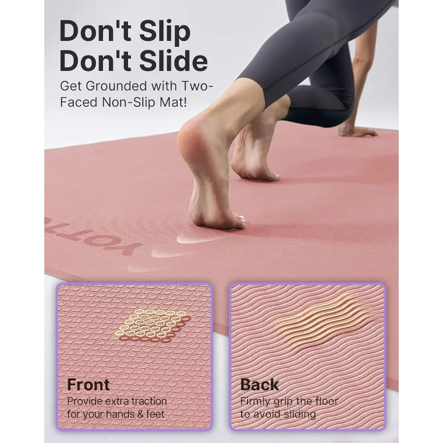 YOTTOY Large Yoga/Pilates Exercise Mat, Extra Wide, Non-Slip Surface, Fitness Training