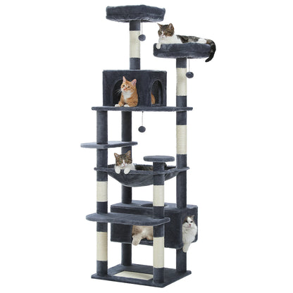Large Cat Tree/Tower, Indoor, Sisal-Covered Scratching Posts,  Spacious Hammock, Padded Perches