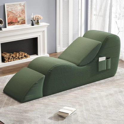 Yoga Chairs for Adults, Ergonomic Chaise Lounge Chair, Side Pocket, Lumbar Pillow, Ottoman