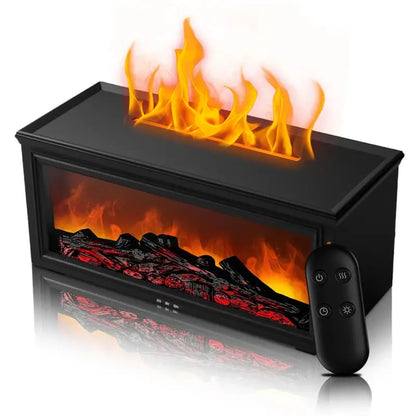 Premium Essential Oil Diffuser with Realistic Fireplace Flame Effect, USB-C Charging, 9.47oz Capacity, 7 Color LED Lights