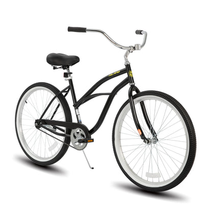 26 Inch Unisex Beach Cruiser Bike, Single Speed, Rear Coaster Brake, Comfortable Seat, Dual Springs