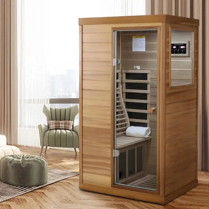 One-Person, Infrared Sauna, Right Glass Door, Indoor Use