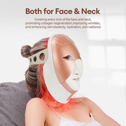 Skin Facial Beauty SPA Mask, Wireless 7 Colors LED, Face/Neck Rejuvenation, Repair, Wrinkle Remover