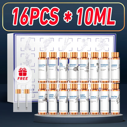 16 PCS 10ML Essential Oils Set, Diffuser, Humidifier