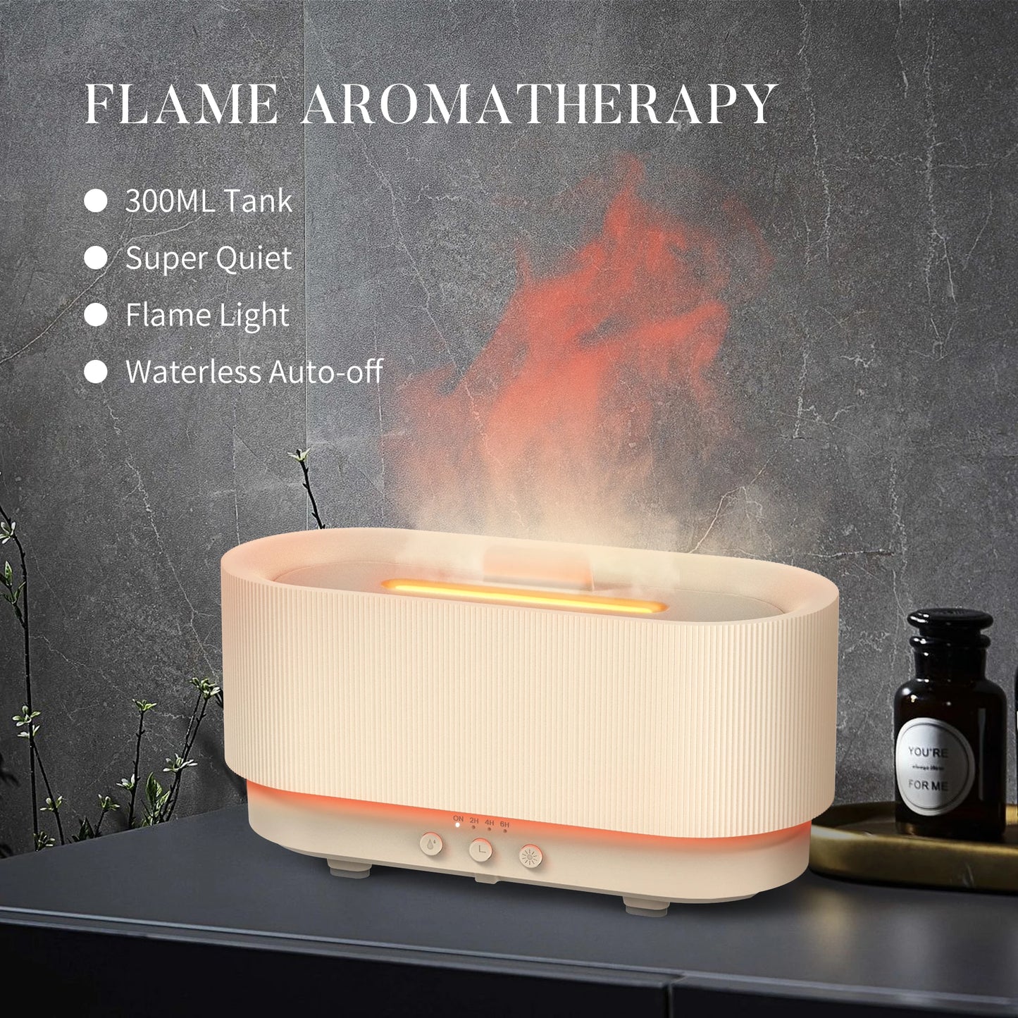 Air Humidifier, Small Size, Ultrasonic Cool Mist Maker, Aroma Diffuser Led Essential Oil Flame Lamp