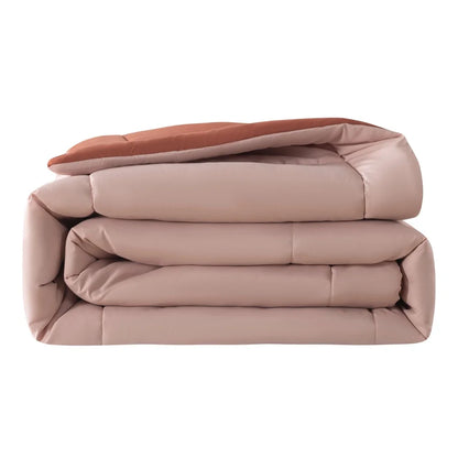 5-Piece Twin XL Reversible Bed in a Bag Comforter Set, Sheets, Soft Pink Red Canyon