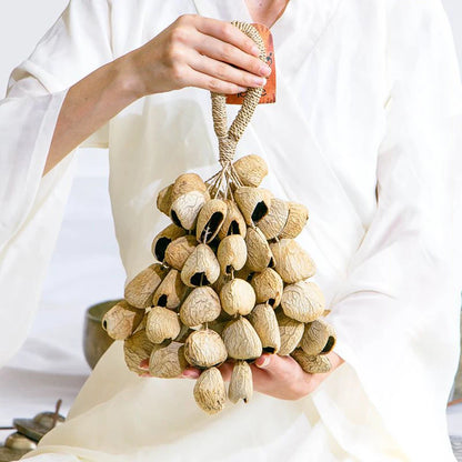 Straw Rope Hand Bell, Meditation/Yoga, Healing, Natural Fruit Shells, Wind Chimes