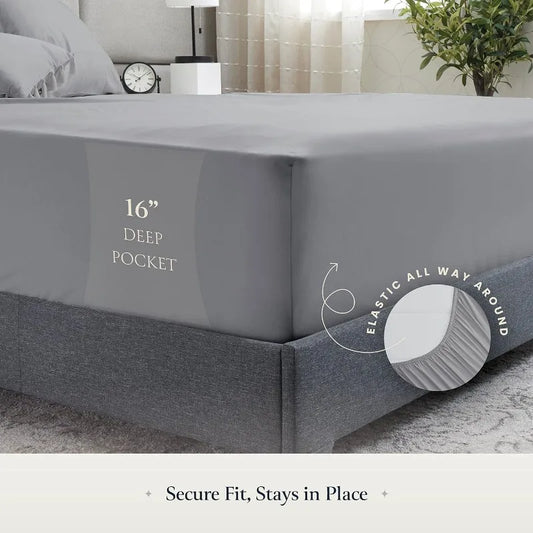 Luxury 6 Piece Queen Bed Sheets, Elastic, Breathable, Sheets & Pillowcase Set, Wrinkle Free