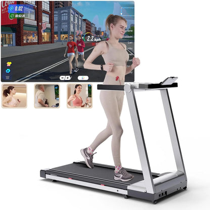 Foldable Treadmill, Adjustable 6% Incline, LCD APP Data