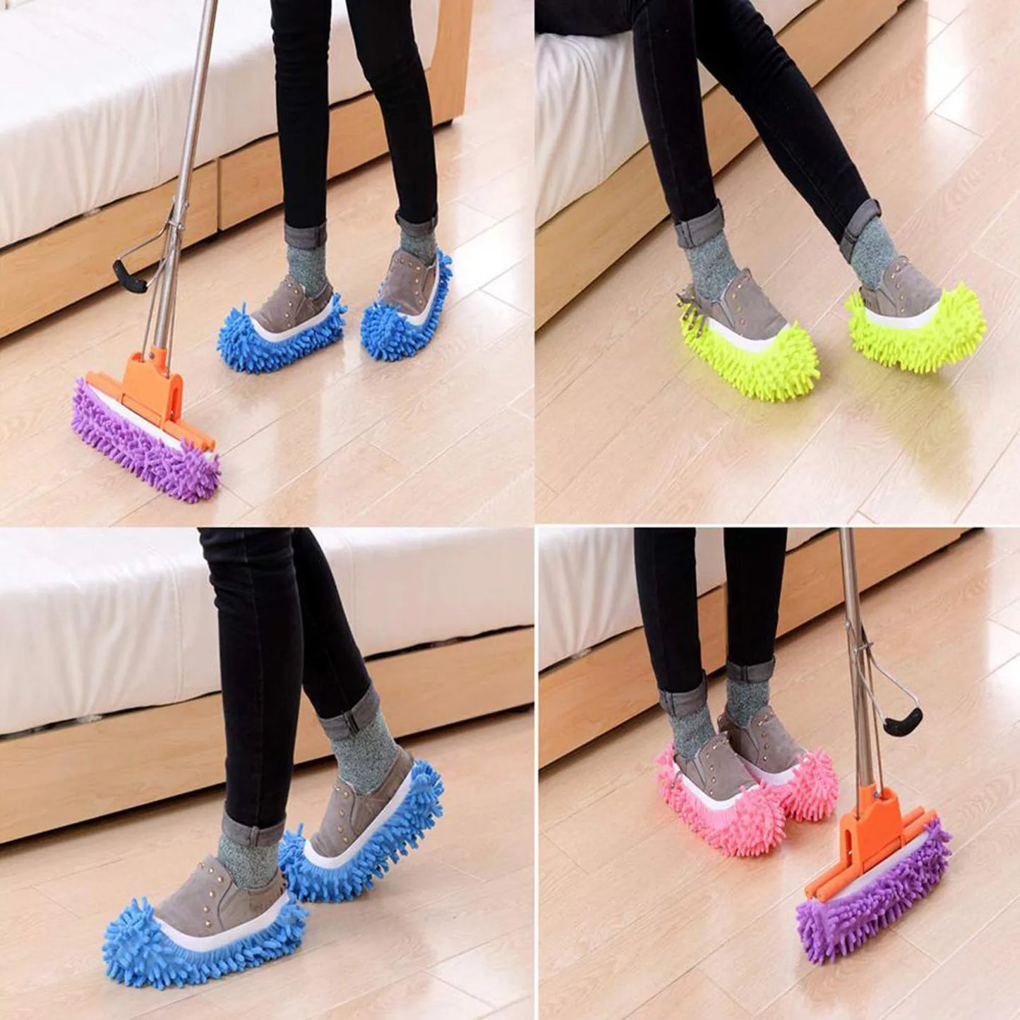 Chenille Multifunctional Dust Mop Slippers Home Floor Cleaning Lazy Mopping Shoes Water Uptake