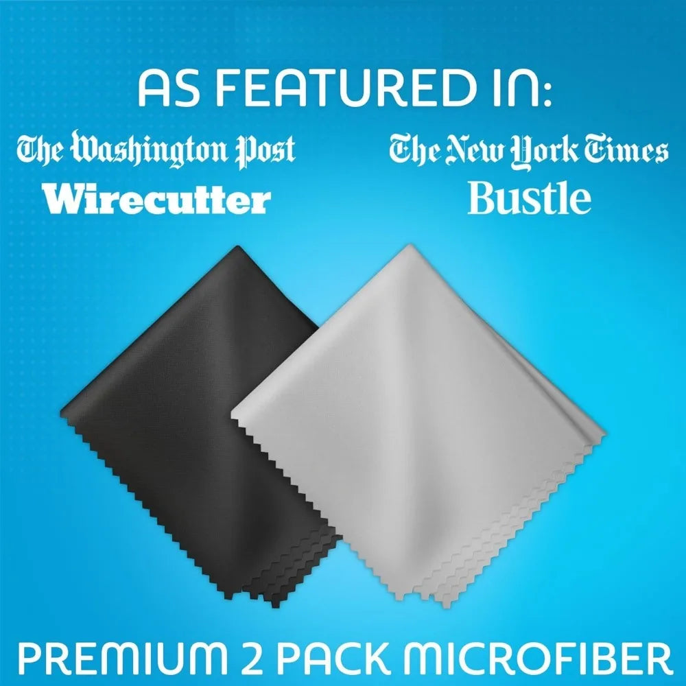 Microfiber Cleaning Cloths, 2 Pack - Premium Cloth for Glasses, Lens, Screens & More