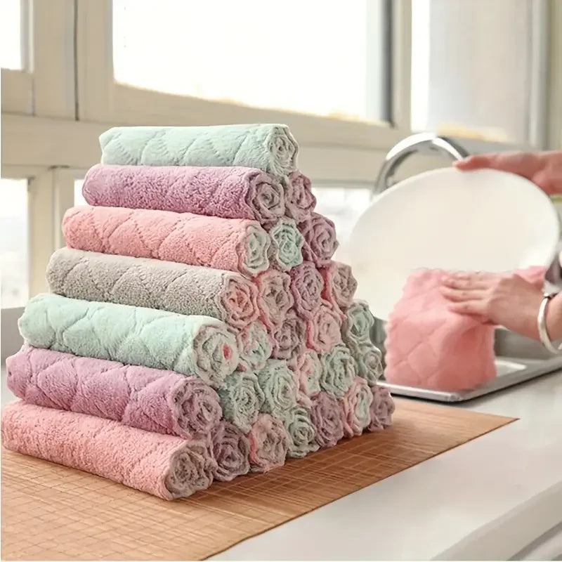 10pcs Microfiber Dish Cloths, Multi Purpose Dishwashing Towels, Double Sided Cleaning Rags