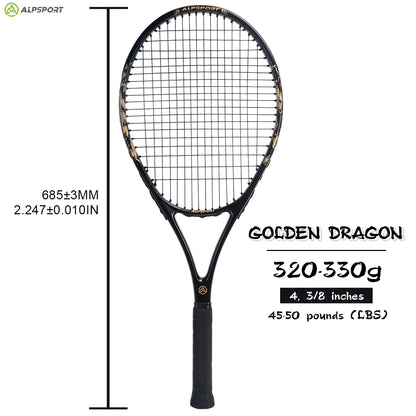 ALPSPORT JL T800 Carbon Fiber Tennis Racket,18K, Bag & Adjustable Strap (Men & Women)