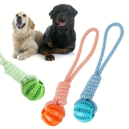 Pet Chew Toy Ball  - Braided Rope Dog Toys, Dental Cleaning, Treat Dispenser, Fetch & Tug Play