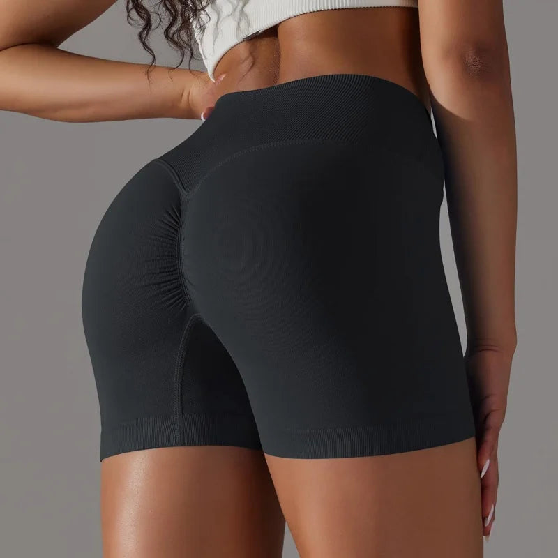 3 Pieces Women Solid Peach Hip Sports Pants, High Waist Elastic, Breathable, Running/Biker/Yoga