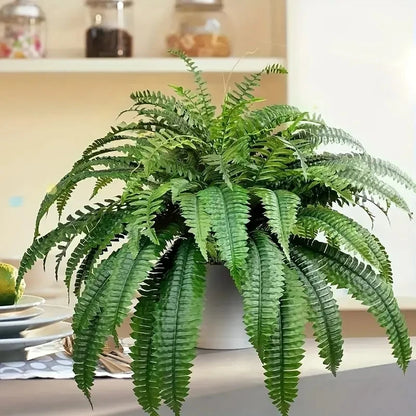 Realistic Boston Ferns, Artificial, UV Resistant Fake Greenery, Door Porch Decors