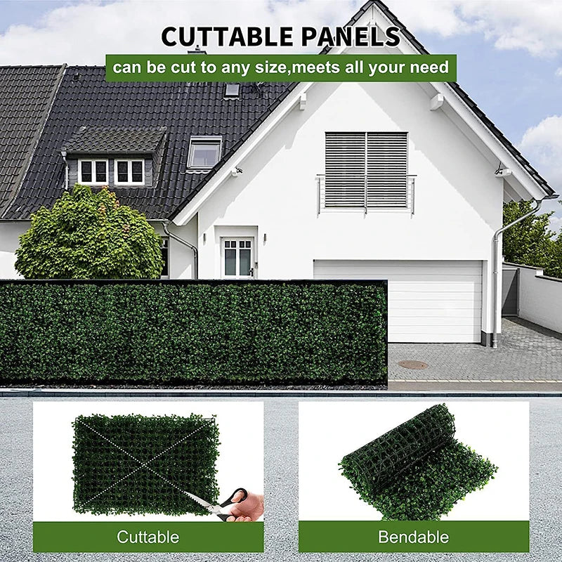 Artificial Plants Grass, Wall Panel Boxwood Hedge, Greenery Privacy, Fence Panel, Indoor