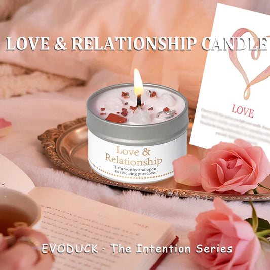 Scented Candle, Love & Relationship Crystal Ritual Candle, Soy Wax, Suitable Daily Use