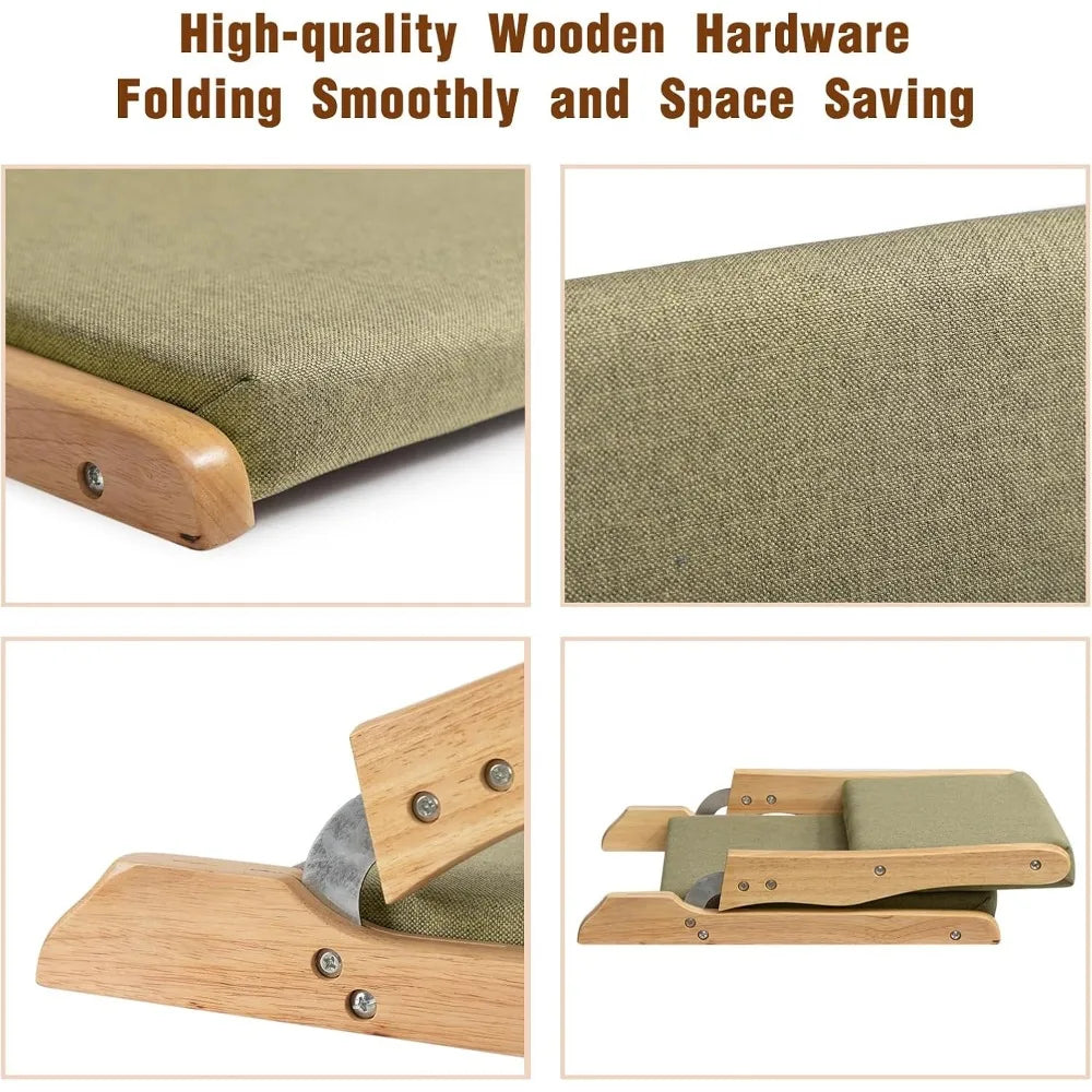 Japanese-Style Foldable Floor Chair with Cushion and Back Support for Meditation and Bay Window Relaxation