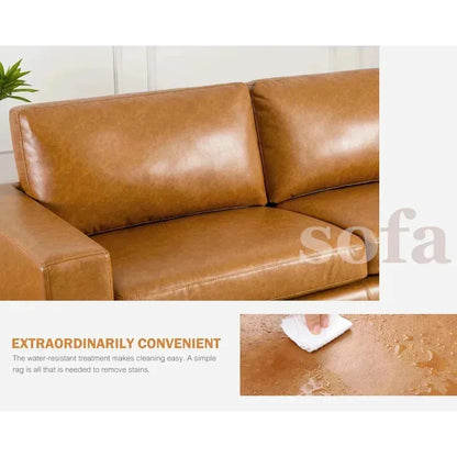 Oversized Faxu Leather Upholstered Sofa Deep Seats