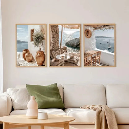 Modern Greece Summer Coast Santorini Travel Landscape Posters And Prints, Canvas Printing, Wall Art