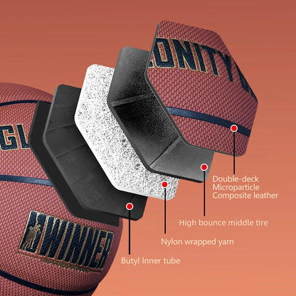 Basketball Non-Slip Standard Size 7/6/5, Soft Wear Resistant, PU Leather, Outdoor/Indoor