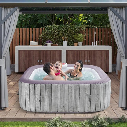 Inflatable Square Hot Tub Spa Set, Outdoor Bubble Massage, Portable, 4-6 Person, 130 Soothing Jets,