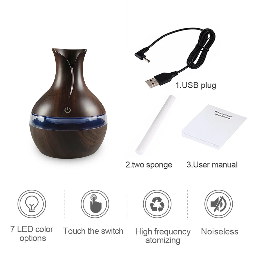 Air Humidifier, LED Lights, Aromatherapy Diffuser, Rechargeable