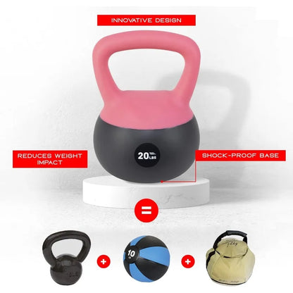 NonZero Gravity Iron Sand Soft Kettlebell, PVC Shell, Shock-Absorbing Base & Extra-Wide Grip for Versatile Workouts