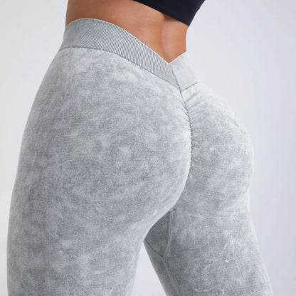 V-Back, Seamless Yoga Leggings,  Women Fitness, Workout