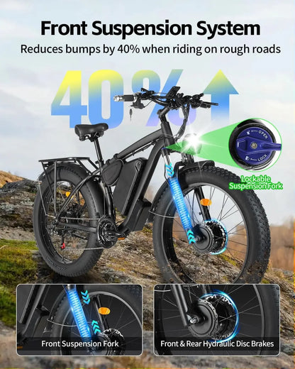 Electric Bicycle B1 2000W Dual Motor 48v 22.4ah Battery Adult 26 Inch Tire All terrain Hydraulic Brake