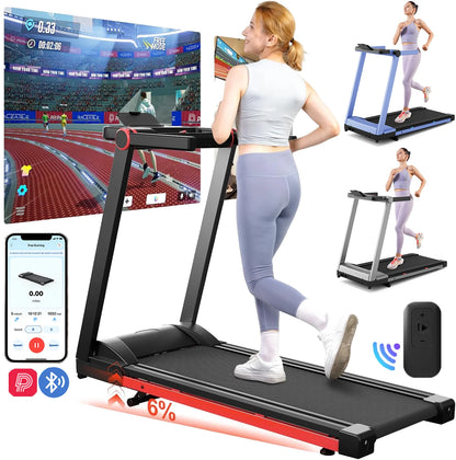 Foldable Treadmill, Adjustable 6% Incline, LCD APP Data