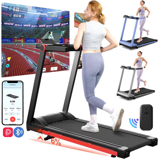 Foldable Treadmill, Adjustable 6% Incline, LCD APP Data