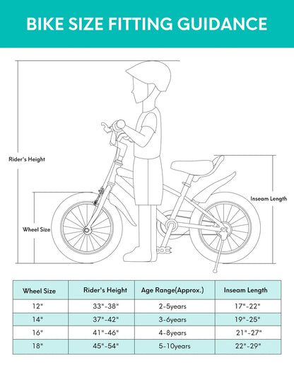 16 Inch Kids Bike, Training Wheels & Kickstand, Dual Handbrake, Adjustable Handlebar & Saddle