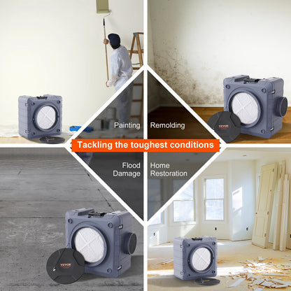 Air Scrubber,  3-Stage Filtration, Stackable, Negative Air 550/800 CFM  Air Cleaner, MERV10 Carbon H13 HEPA