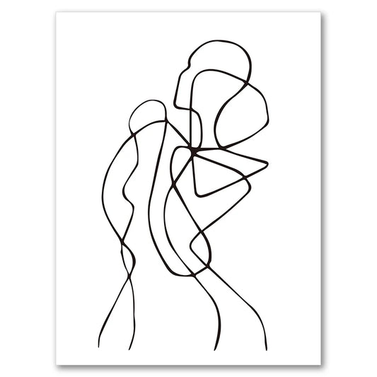 Abstract Posters, Minimalist Wall Art Canvas Painting ,Line Body Face Art Prints, Nordic Wall Pictures