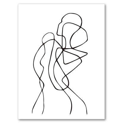 Abstract Posters, Minimalist Wall Art Canvas Painting ,Line Body Face Art Prints, Nordic Wall Pictures