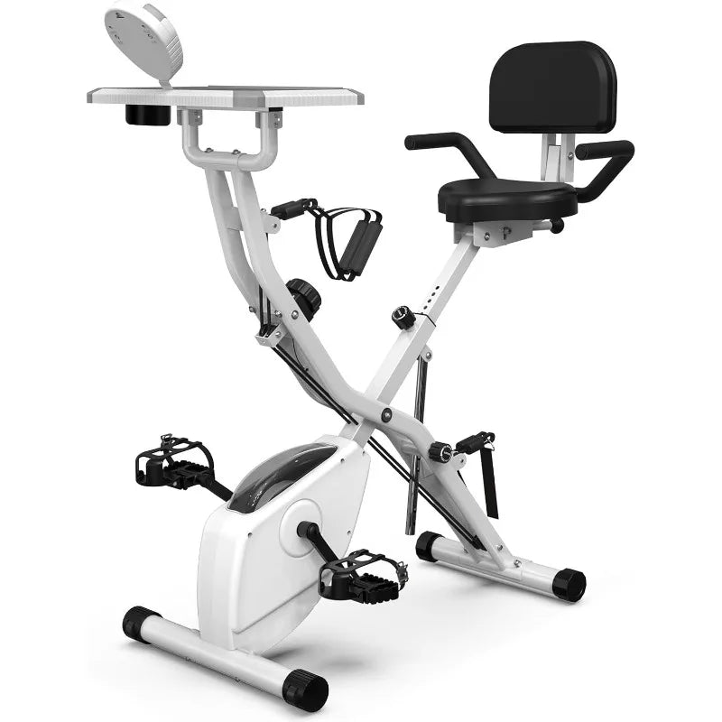 Foldable Stationary Bike, 16-Level Magnetic Resistance, Tri-Position Ride