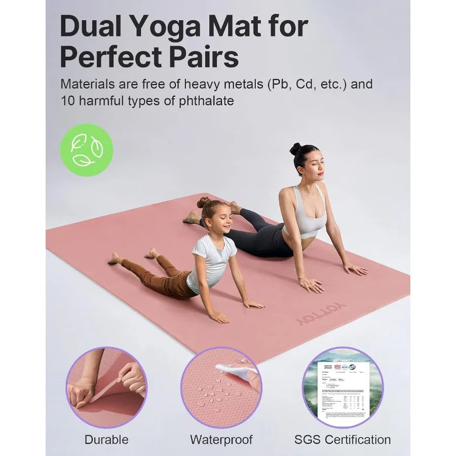 YOTTOY Large Yoga/Pilates Exercise Mat, Extra Wide, Non-Slip Surface, Fitness Training
