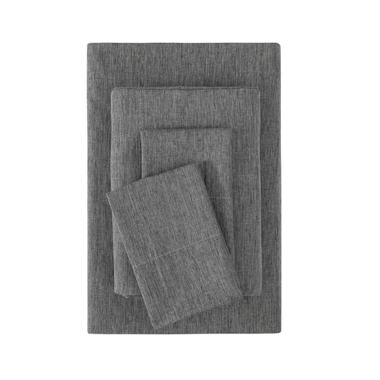 Super Soft Microfiber Queen Bed Sheet Set, 4 Piece, Lightweight, Wrinkle Resistant, Easy Care, Charcoal Grey