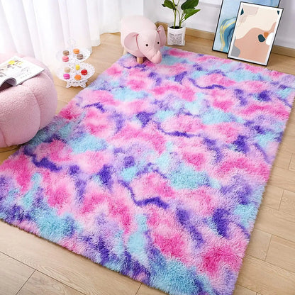 Super Soft Plush Tie Dye Velvet Rugs, Shaggy Rug For Living Room/Bedroom